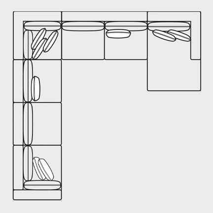 Layout P: Five Piece Sectional 155" x 154" x 64"