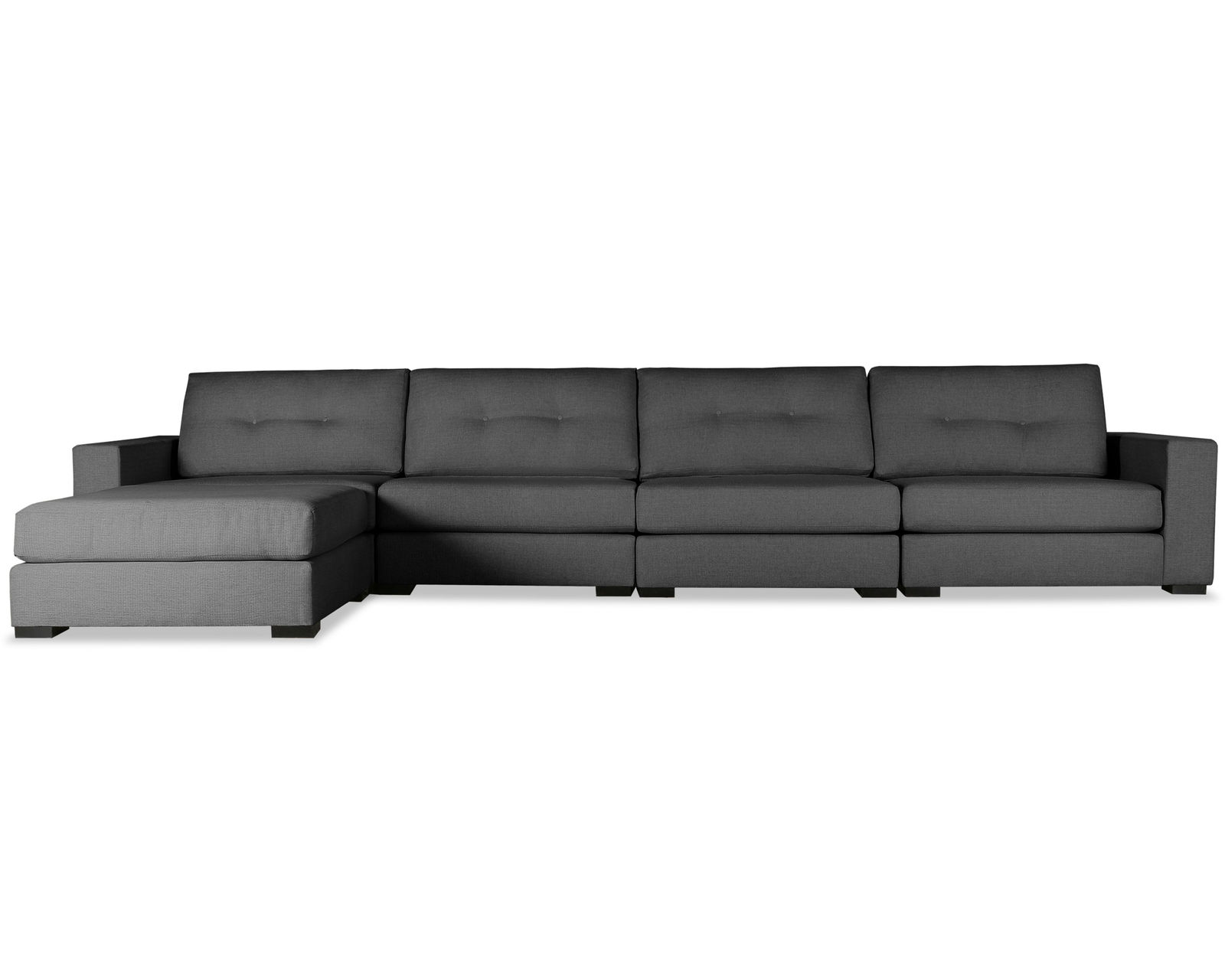 Veranda Buttoned 5 Pieces Modular Sectional w/ Chaise Left or Right (3 Colors Available) - Veranda Buttoned 5 Pieces Modular Sectional w/ Chaise Left or Right in Charcoal