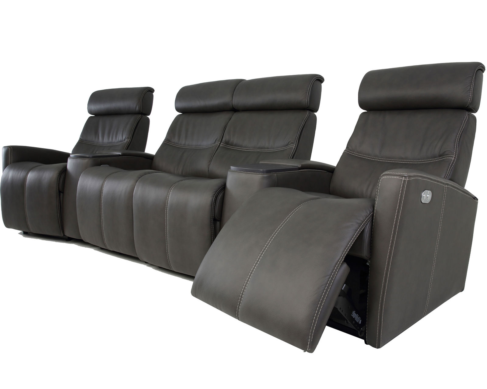 Milan Five Piece Home Theater Sectional (4 Power Recliners) +39 leathers - Milan Five Piece Home Theater Sectional 