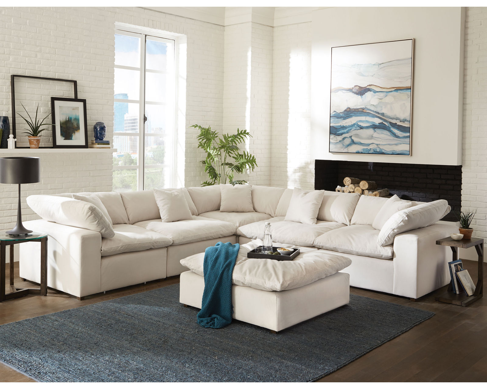 Posh Modular Sectional ( high performance fabric) includes pillows - 2 colors - Sectional Layout:  A  - Porcelain Fabric