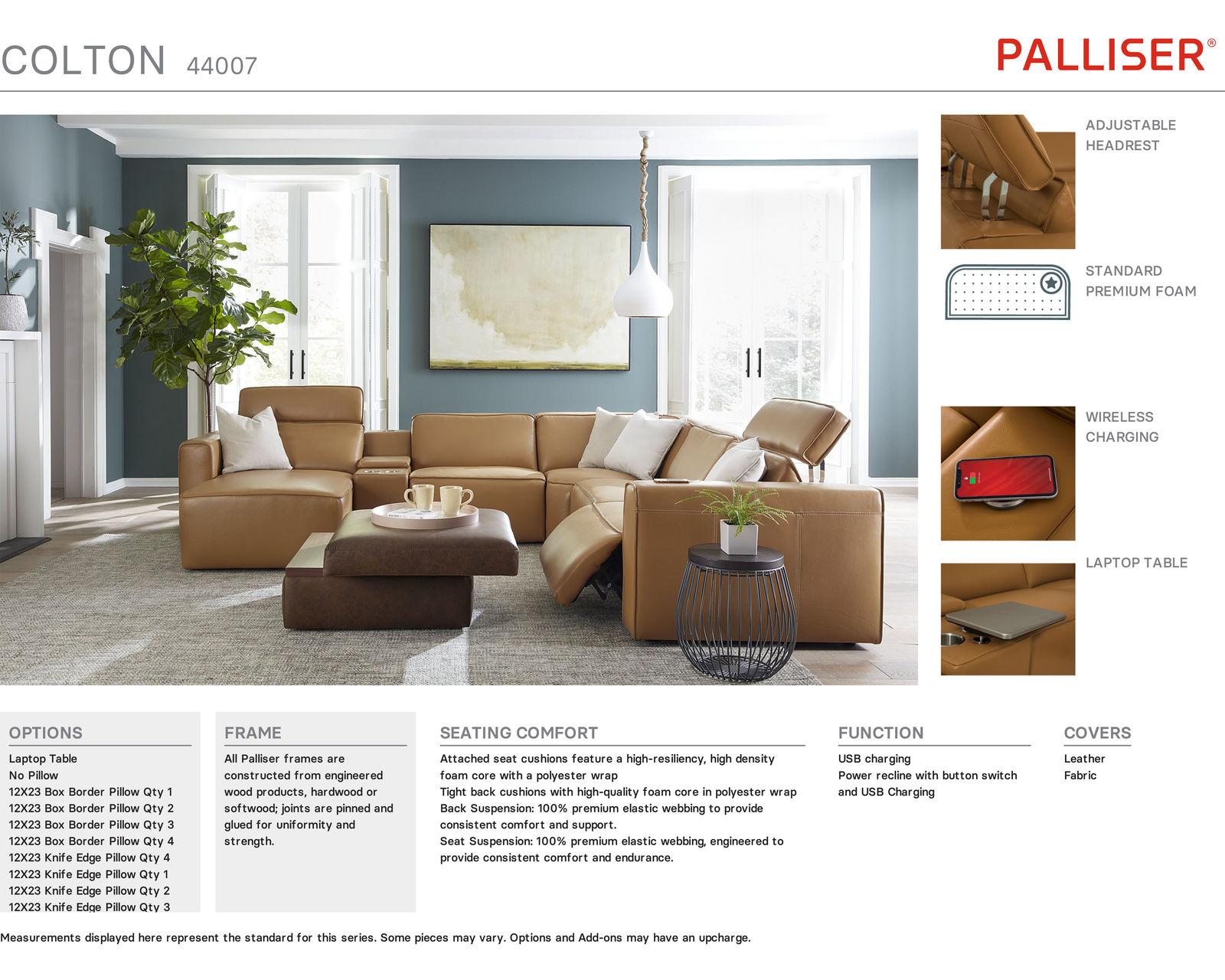 Colton 44007 Power Headrest Power Reclining Sectional (+50 fabrics)
