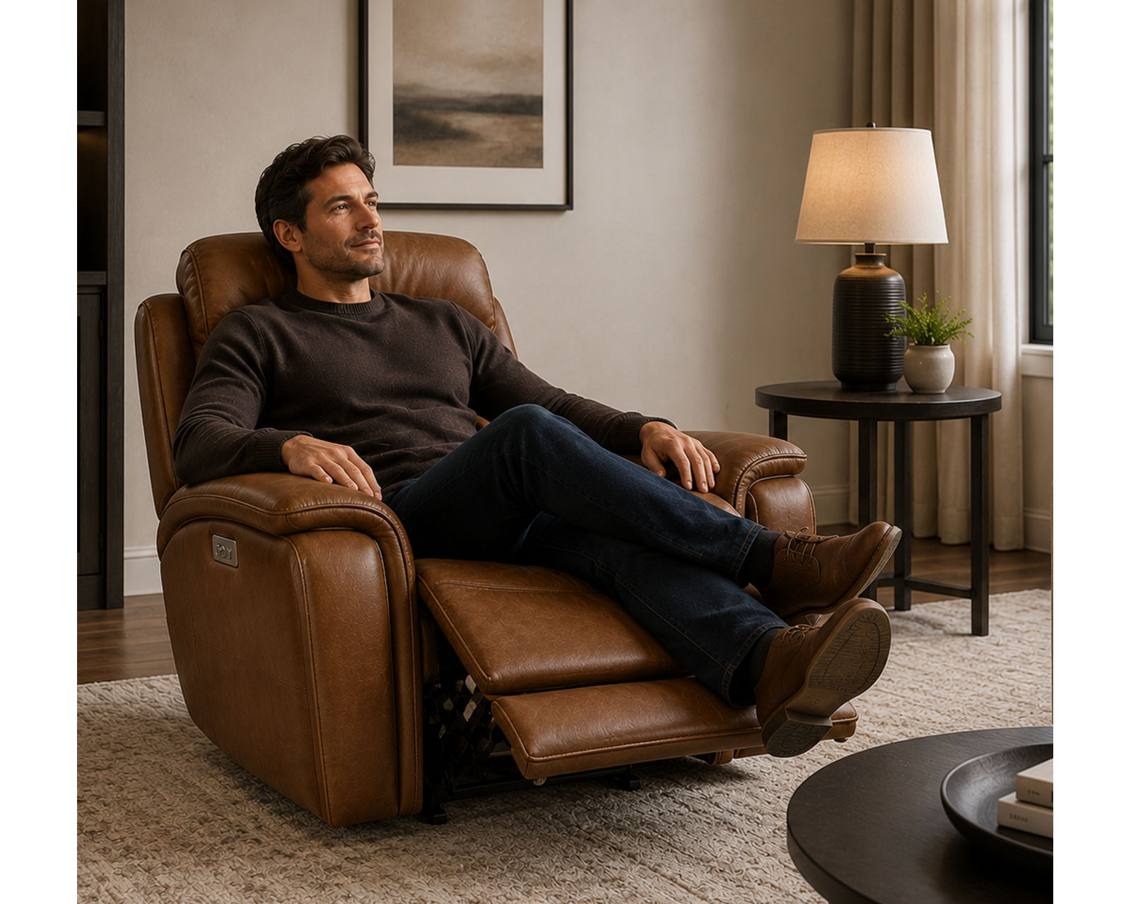 Walker 1580-70 Triple Power Leather 78" Reclining Console Loveseat (2 colors) - Features Smooth Gliding Reclining Mechanism