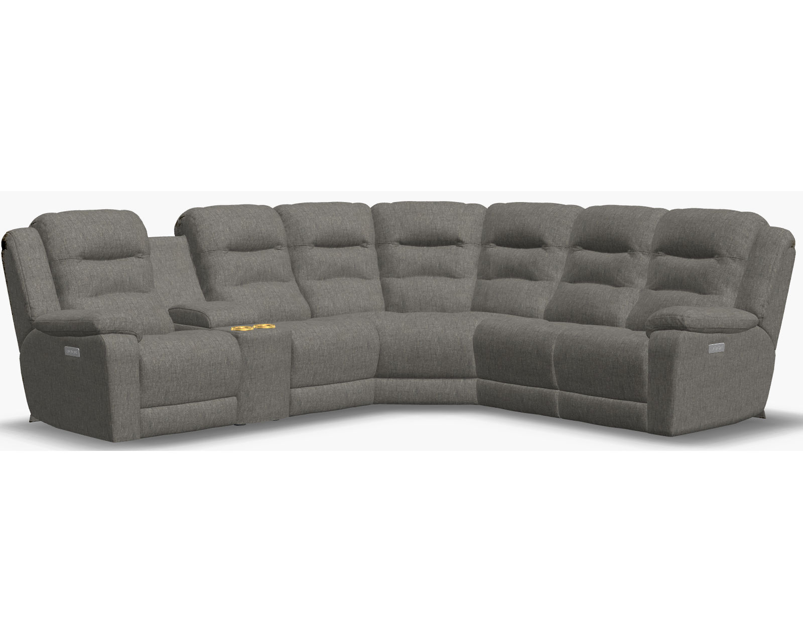 Leighton 41063 Power Headrest Power Reclining Sectional (+50 fabrics) - Layout A: Six Piece Sectional 123" x 110" (2 recliners)