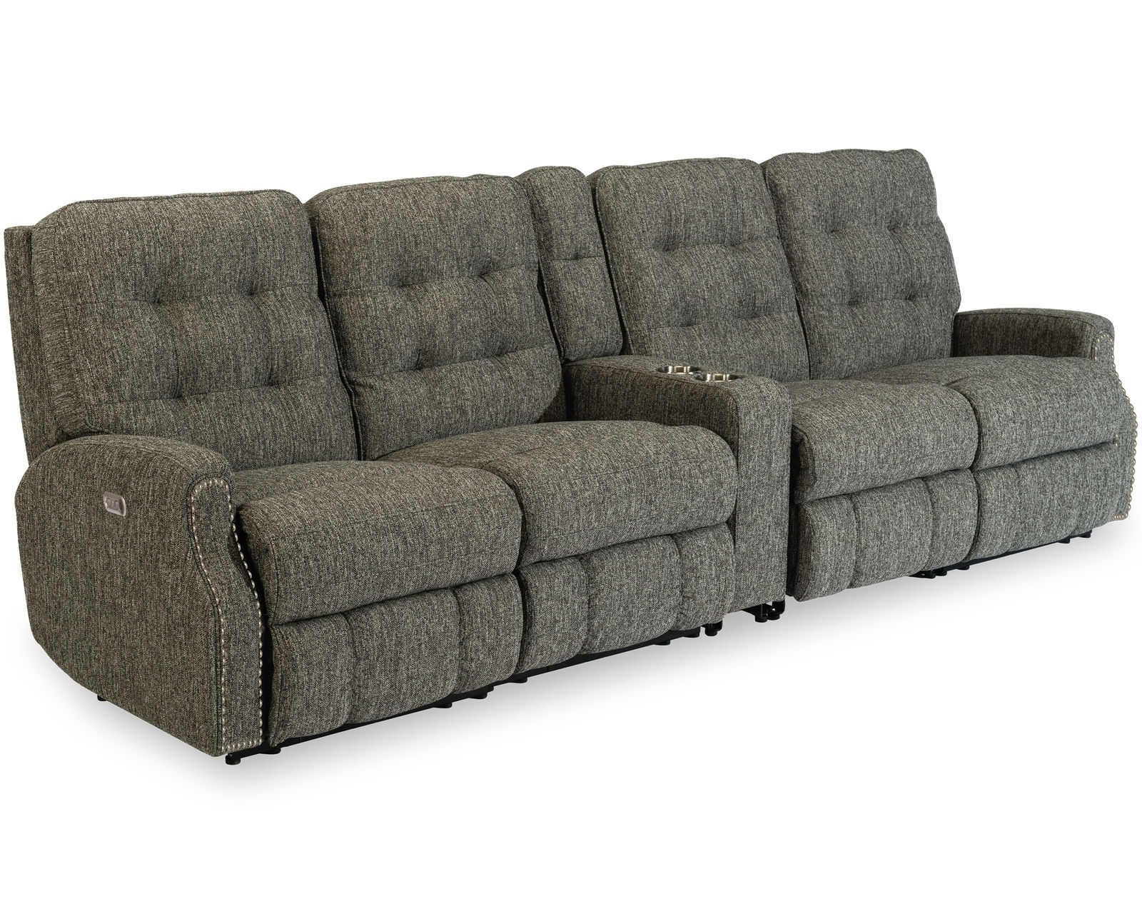 Devon Fabric Reclining Sectional (Colors Available) - Sectional Layout E: Available with or without nail head trim