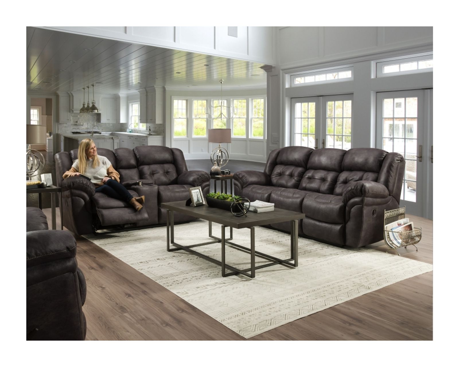 Haven 81" Reclining Console Loveseat Charcoal (In stock) - Haven 81" Reclining Console Loveseat