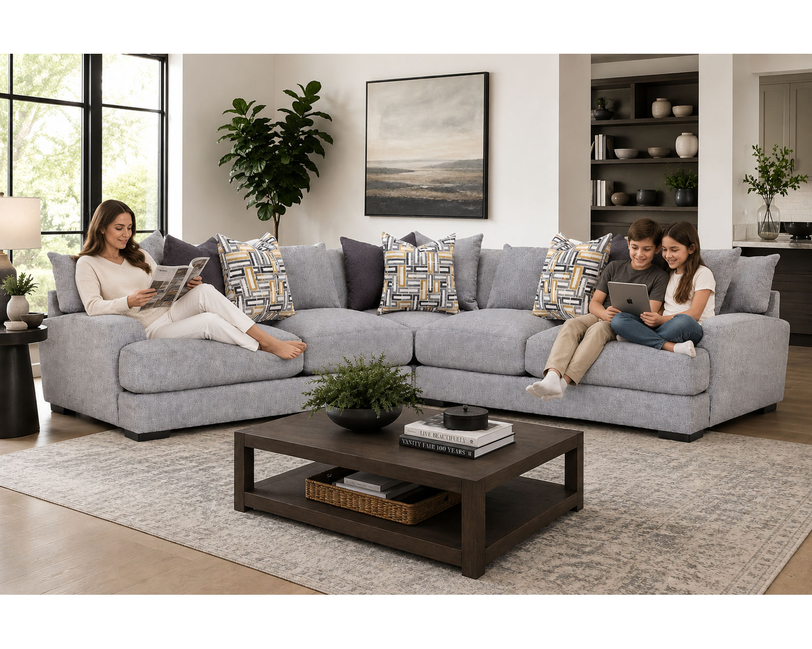 Brentwood 115" x 115" Three Piece Sectional (Contemporary Scale. Sink-In Comfort) - Professionally Designed. Beautifully Coordinated. Affordably Yours.