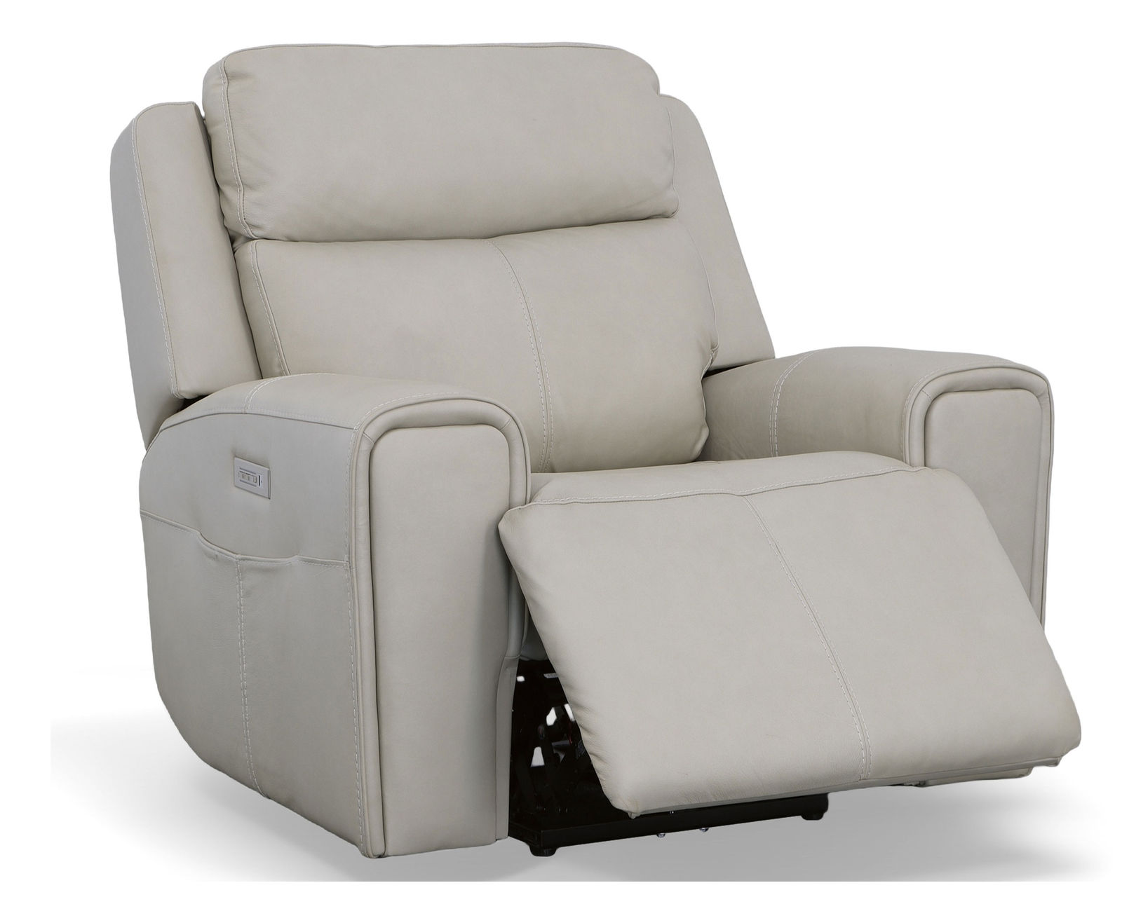 Barnett Power Reclining Sofa with Power Headrests and Lumbar (Ice leather) 87" - Barnett Power Recliner with Power Headrest and Lumbar