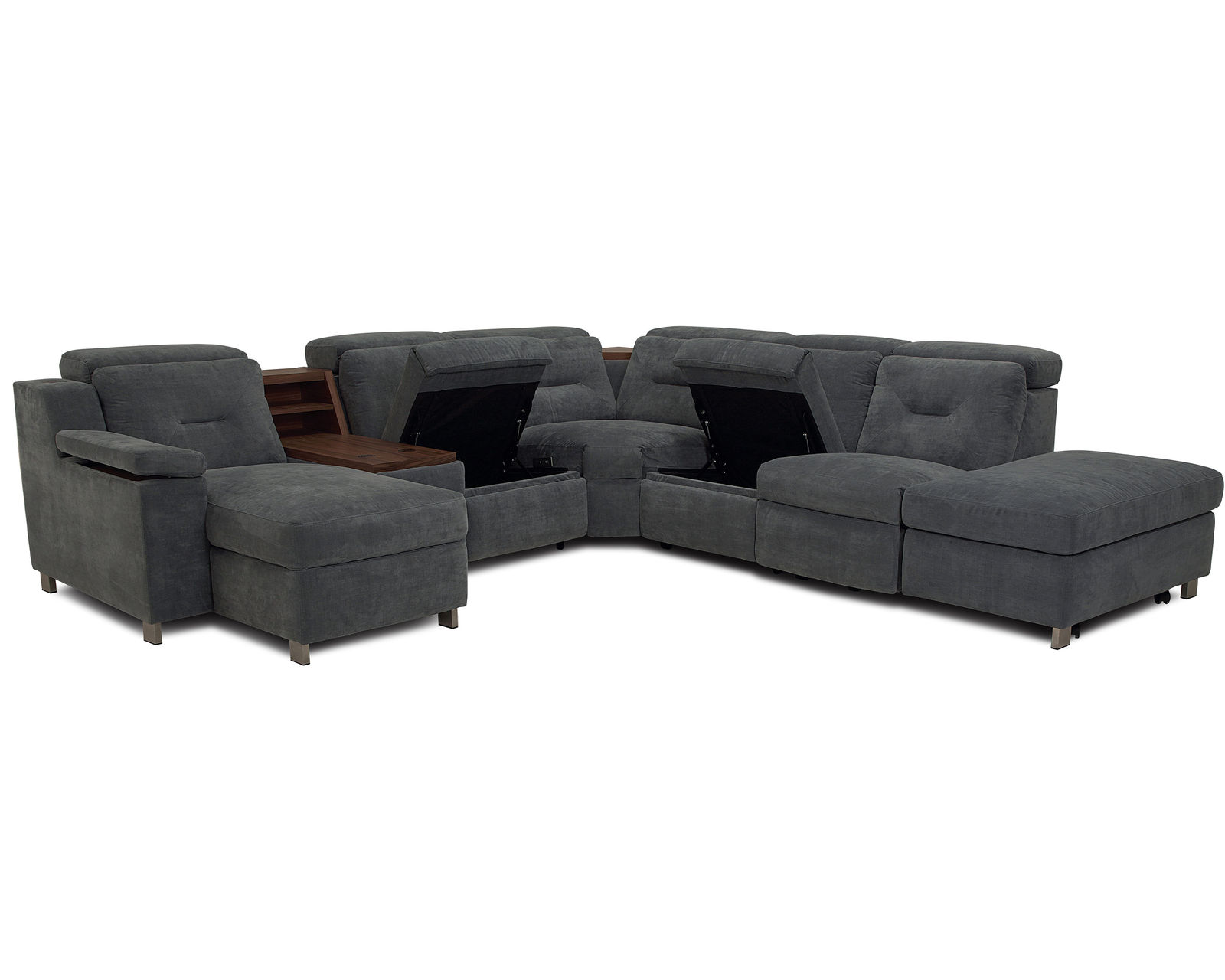 Apex 44008 Reclining Sectional (+200 colors) - Sectional Layout I- Features hidden storage in Armless Chair