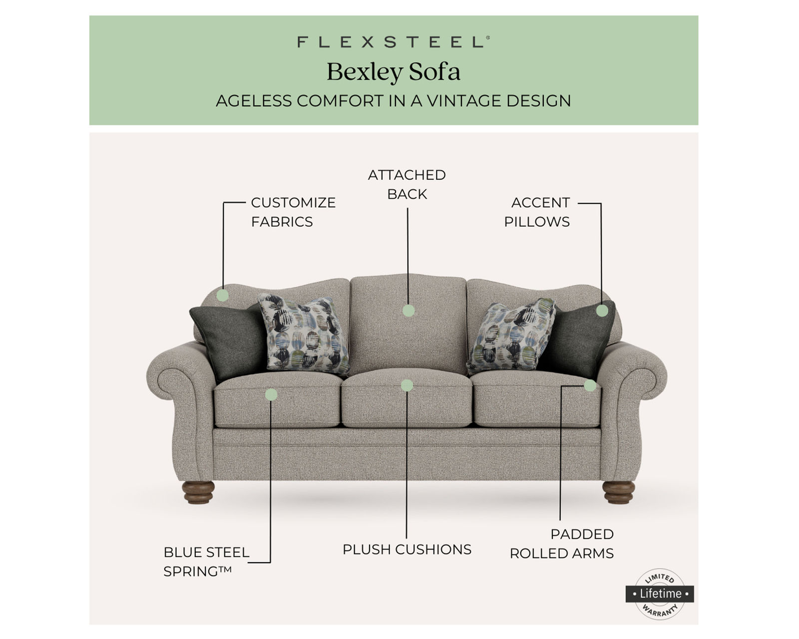 Bexley 3646 Leather Sofa (+50 leathers) 91"