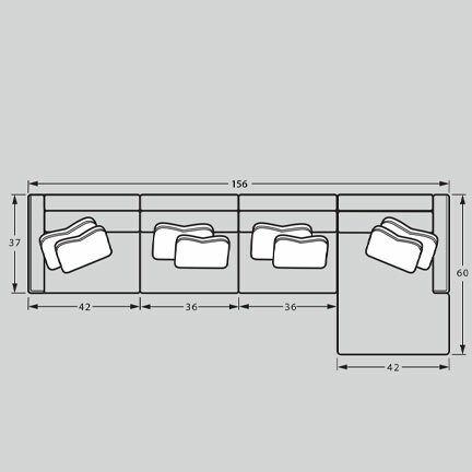 Layout E: Four Piece Sectional 156" wide