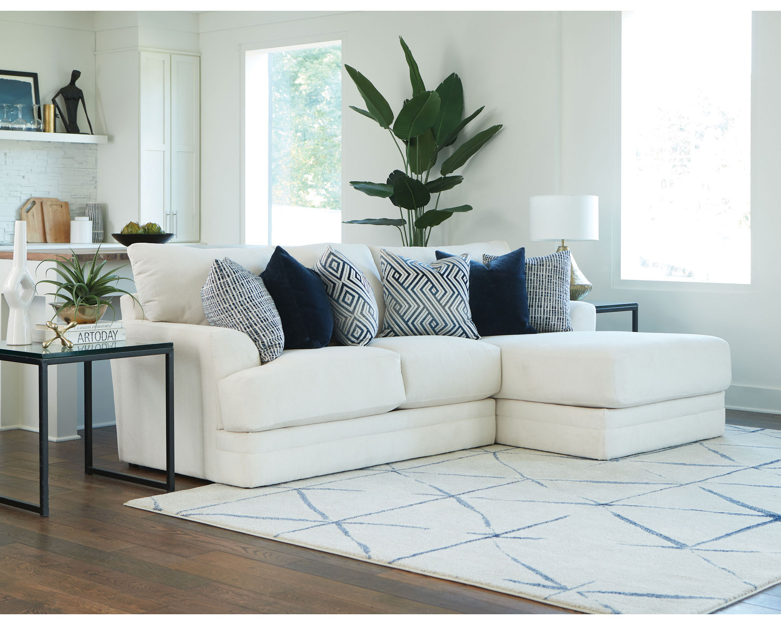Polaris Modular Sectional (Never Fear Performance Fabric) Includes Pillows - As shown:  Polaris LSF Chaise with Polaris LSF Loveseat