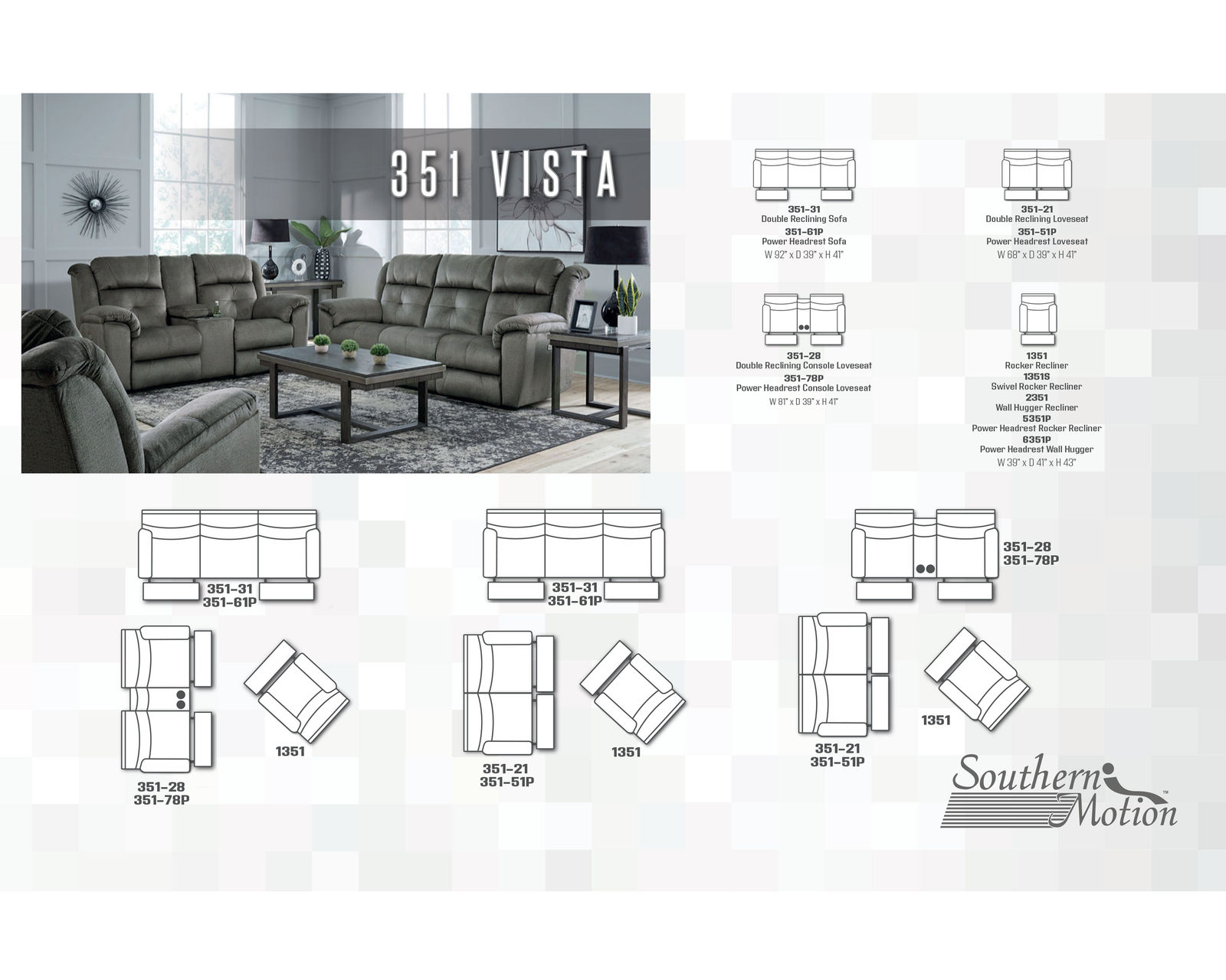 Vista Rocker or Wall Hugger Recliner (+150 fabrics and leathers) - Vista Pieces Available