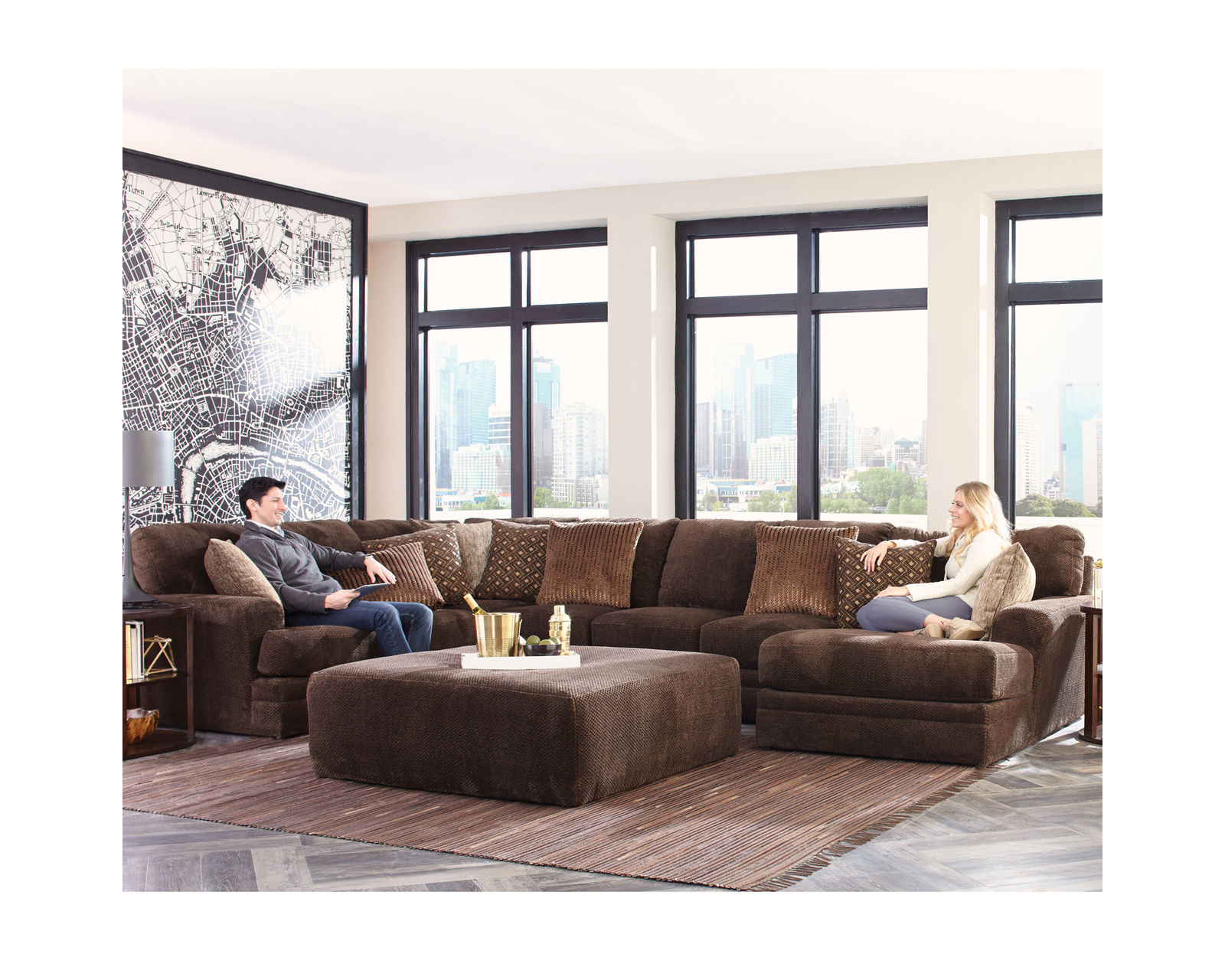 Mammoth Modular Sectional (2 colors) includes pillows - 15 pieces available - Layout L: Three Piece Sectional 101" x 139" x 67" (ottoman available)