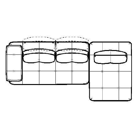 Layout A: Three Piece Sectional 128" x 65"