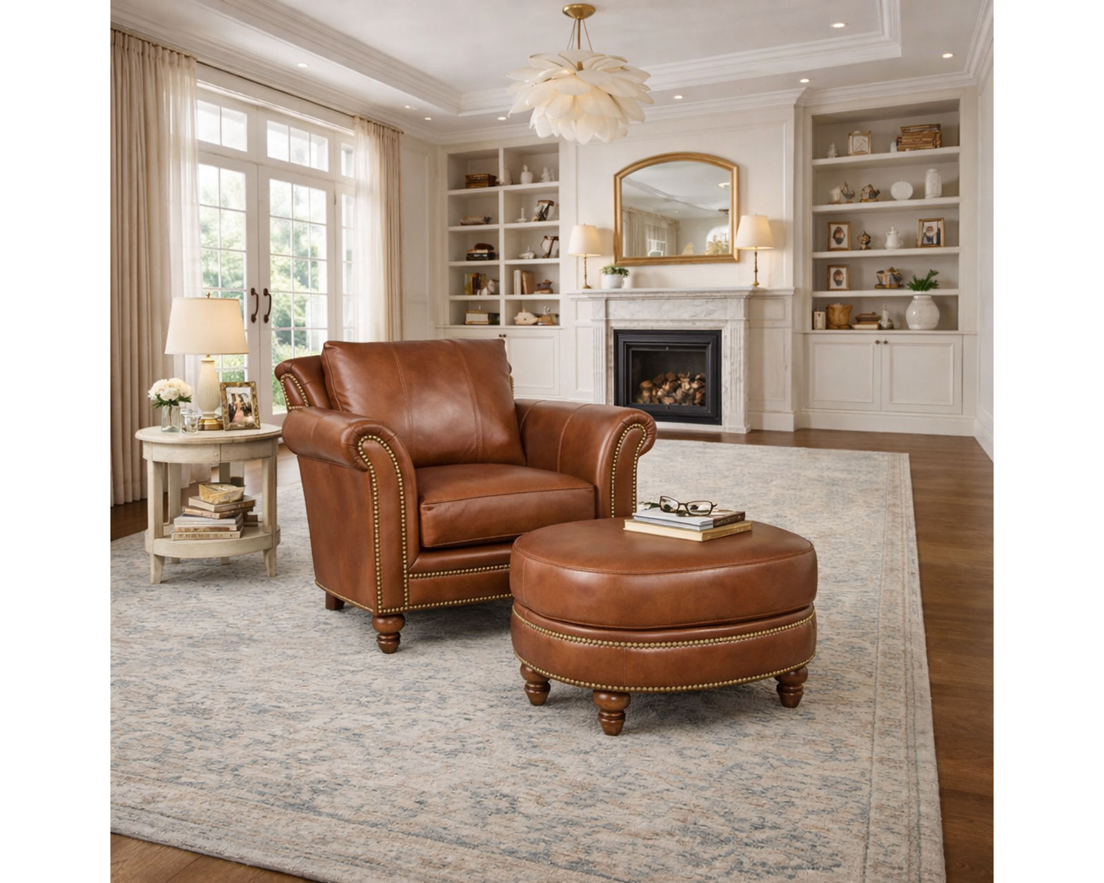 Bradington Young Richardson 866 Sofa (12 leathers) 8-Way Hand Tie - Richardson Stationary Chair 8-Way Hand Tie