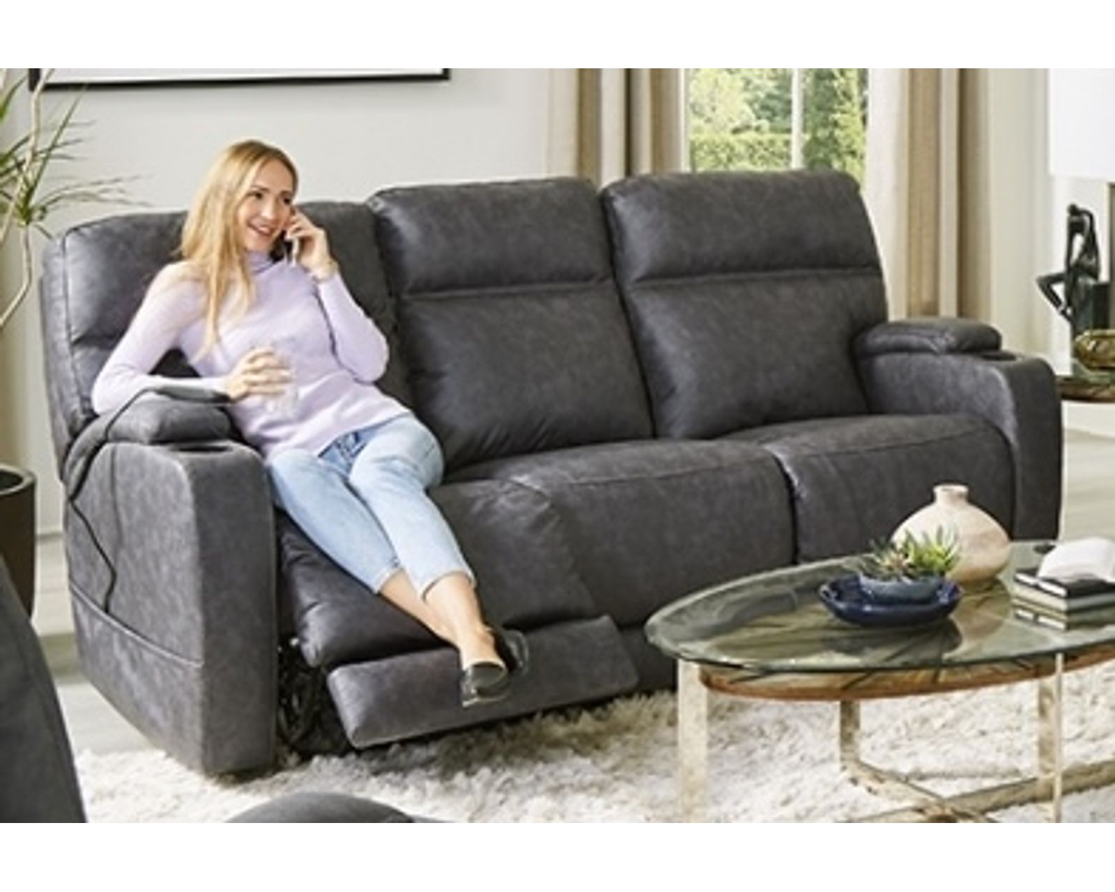 Jett 84" Triple Power Reclining Sofa Grey (In stock) - Jett 84" Triple Reclining Sofa