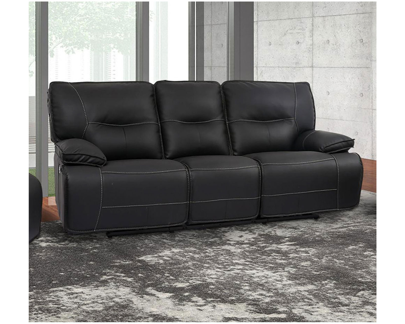 Spartacus 87" Power Headrest Power Reclining Sofa Black (In stock - Fast shipping) - Spartacus Black Power Headrest Power Reclining Sofa