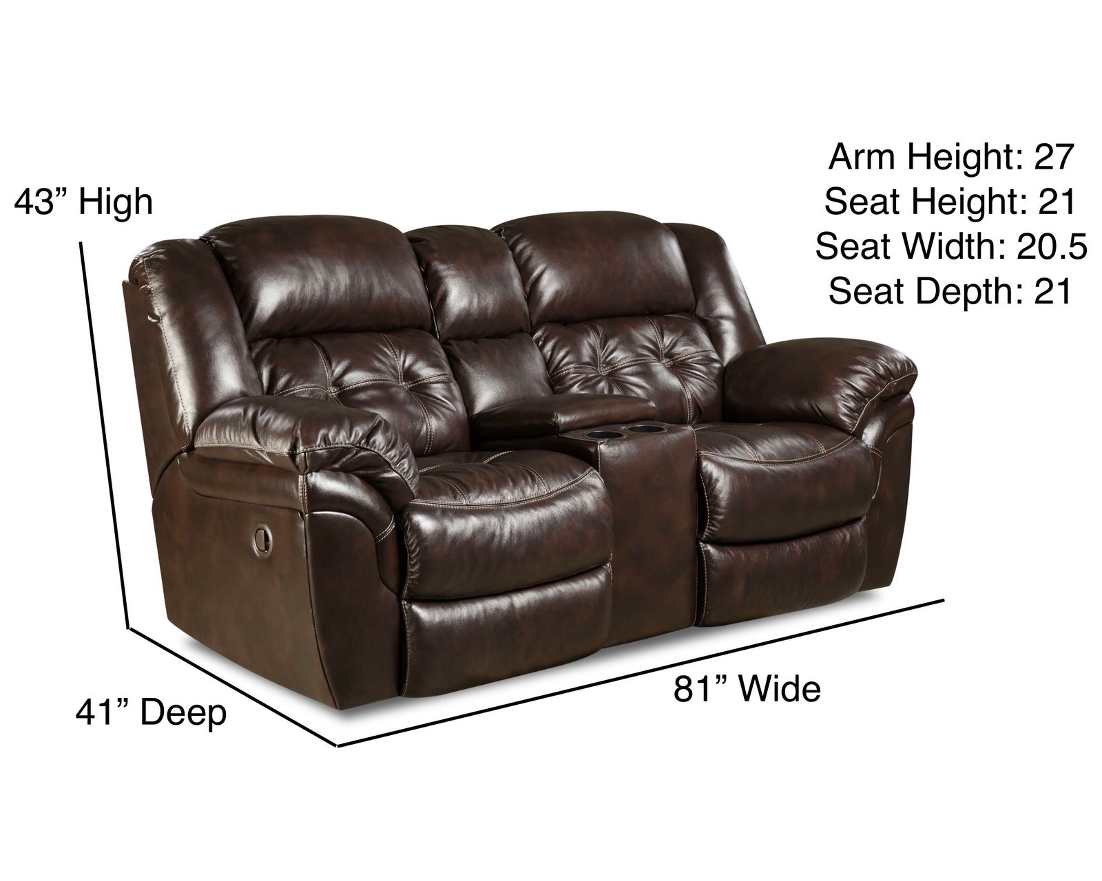 Denver 81" Reclining Console Loveseat Chocolate (In stock) - Denver Reclining Console Lovese