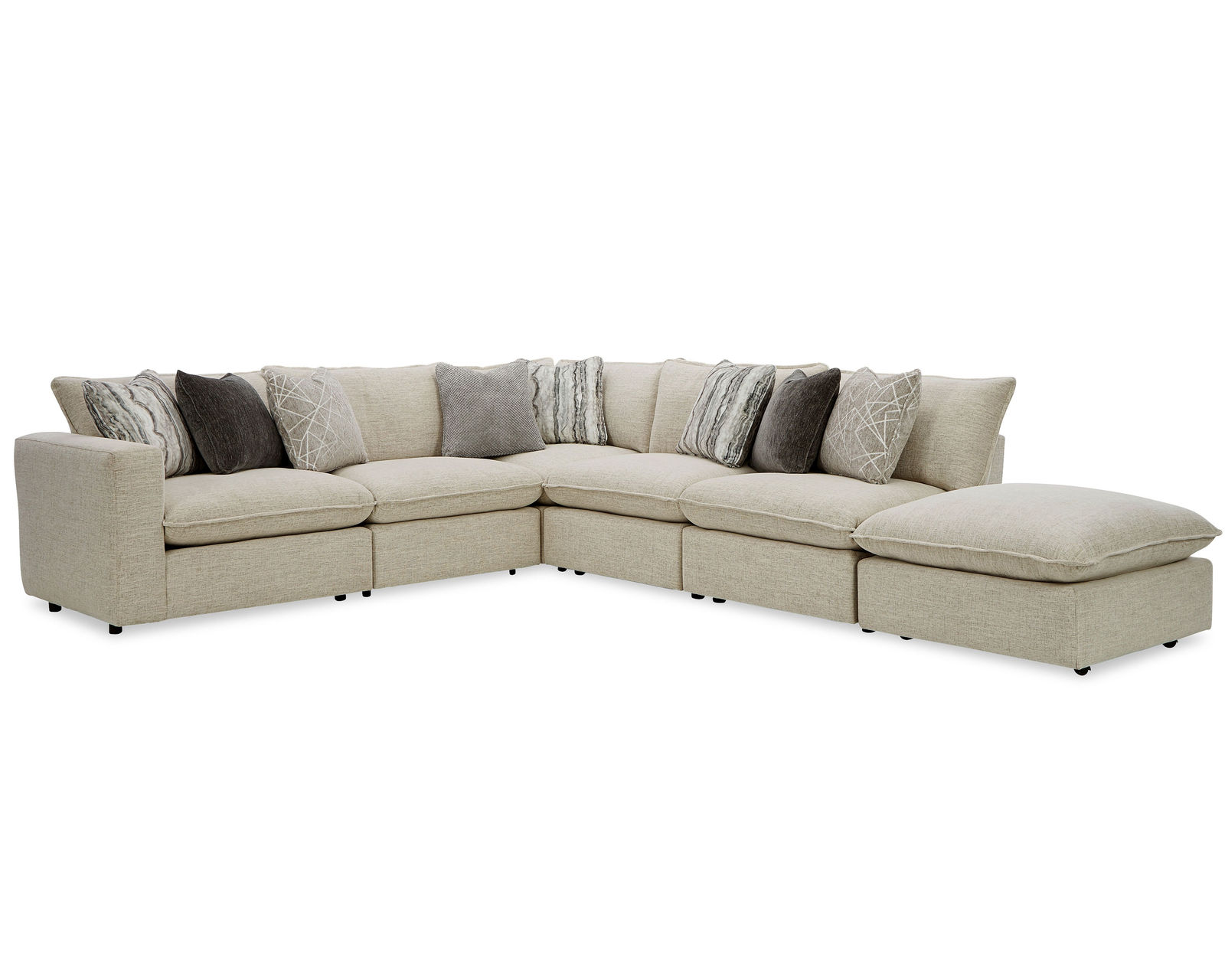 Bowie 7127 Modular Sectional (+100 performance fabrics) - Layout W:  Six Piece Sectional 118" x 145"