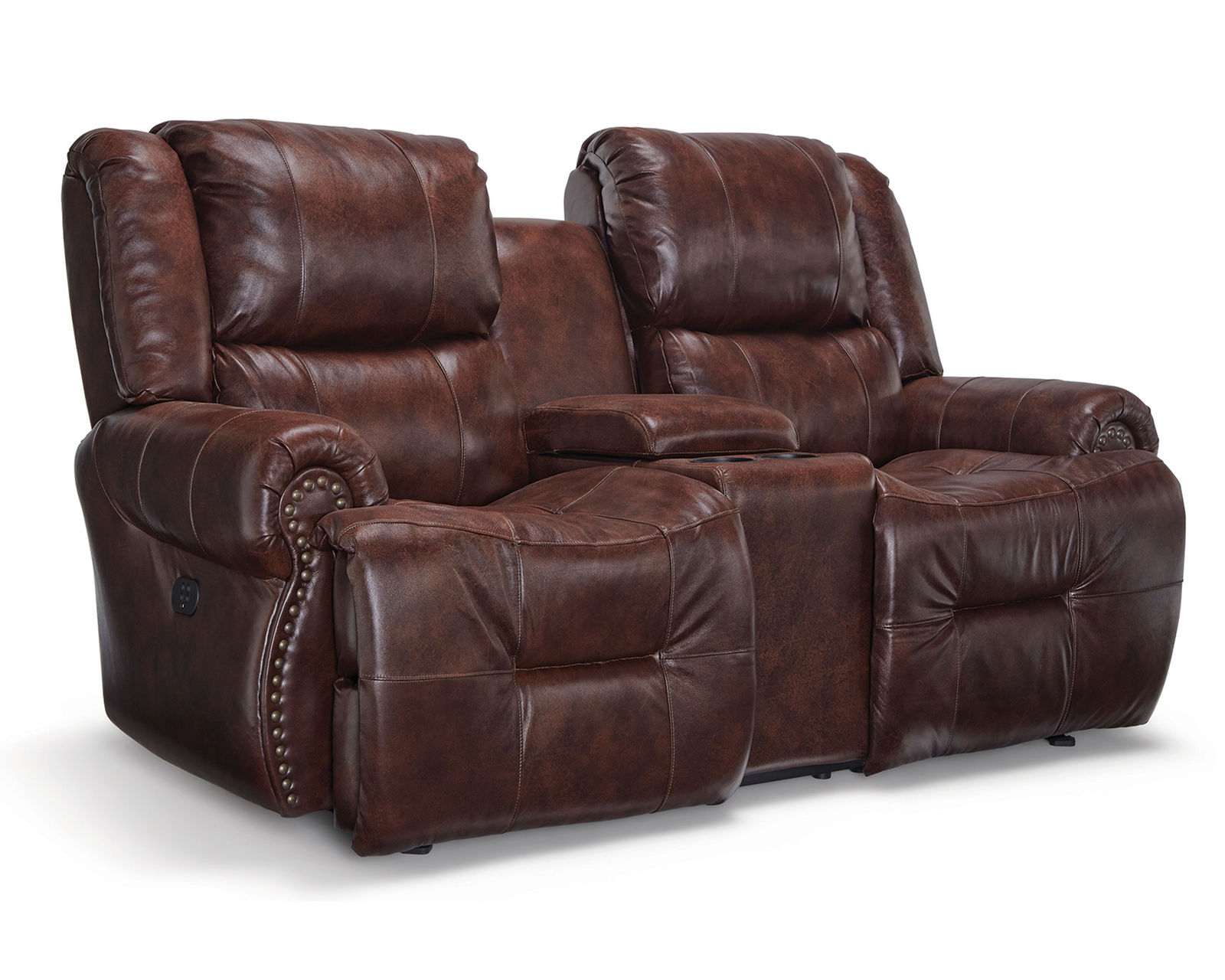 Genet Double Reclining Leather Console Loveseat (+30 leathers)
