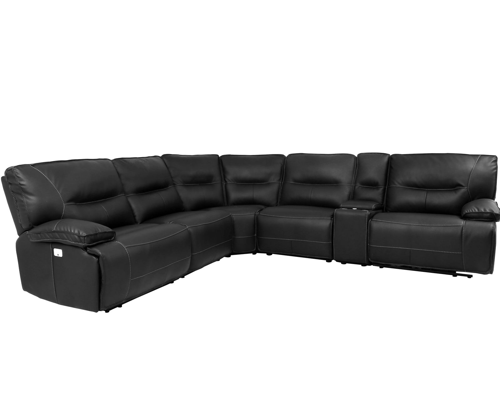 Spartacus Power Headrest Power Reclining Sectional Black (Leather like fabric) In stock - Fast shipping