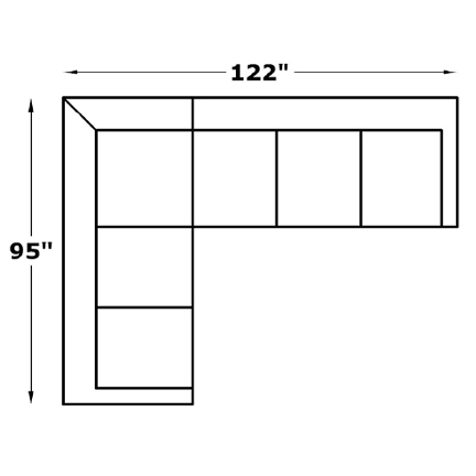 Layout D: Two Piece Sectional 95" x 122"