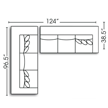 Layout H: Two Piece Sectional 96.5" x 124"