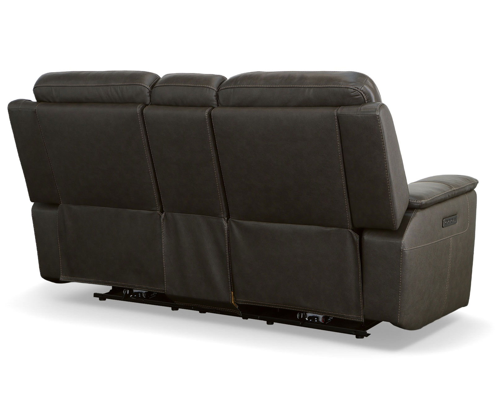 Odell Power Reclining Loveseat with Console, Power Headrests & Lumbar(Dark gray leather) in stock - Odell Power Reclining Loveseat with Console, Power Headrests & Lumbar