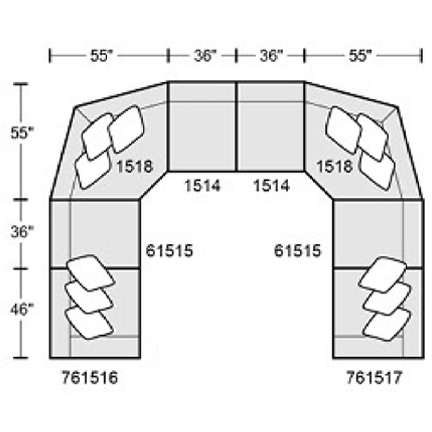Layout K: Eight Piece Sectional 137" x 182" x 137"