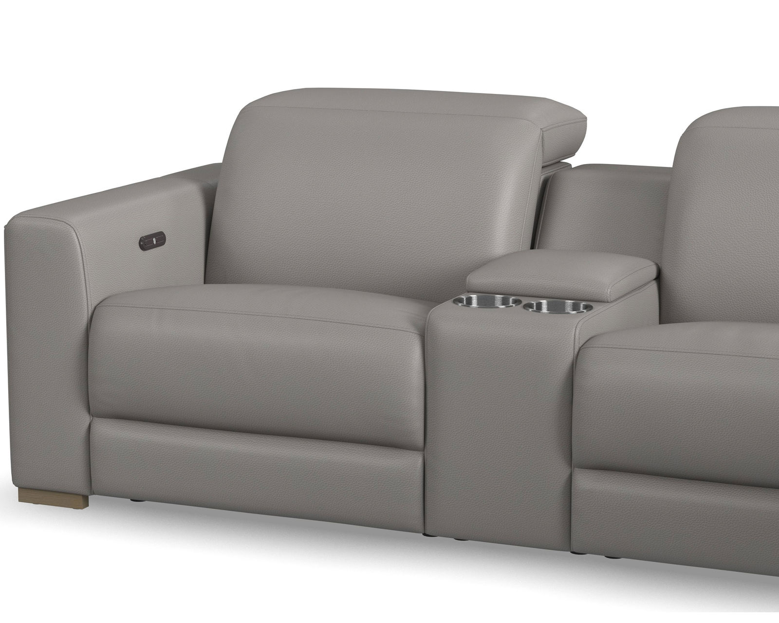 Aurora Leather Power Headrest Power Reclining Sectional (+2 colors) 749-01 - In stock - Aurora Entertaiment Console with Storage and Cupholders
