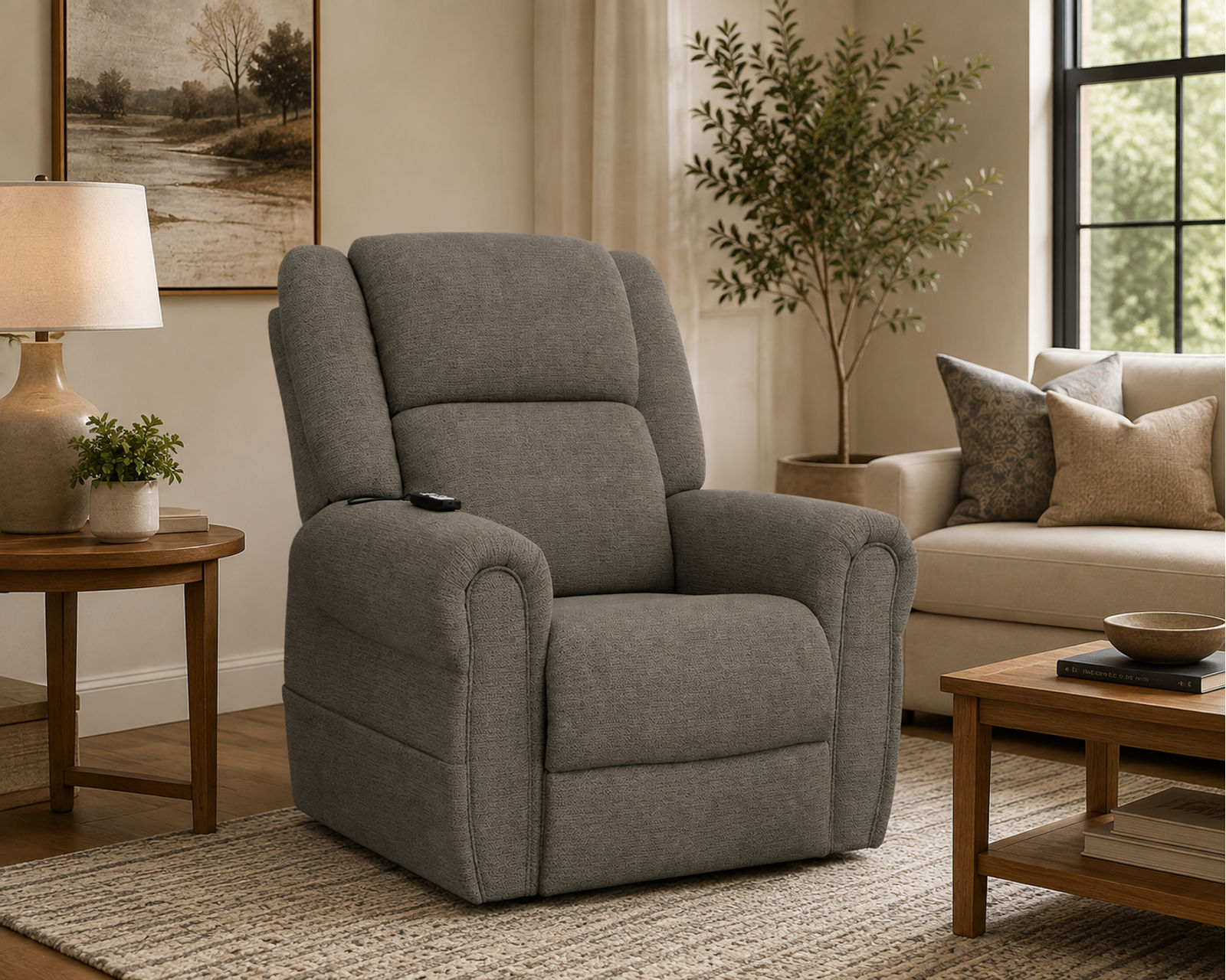 Paradise Power Lift Lay Flat Recliner with Power Headrest, Lumbar, CR3 Therapeutic Heat & Massage & Nanobionic Fabric Advanced Wellness (2 colors) - Designed to Relax. Engineered to Rise.
