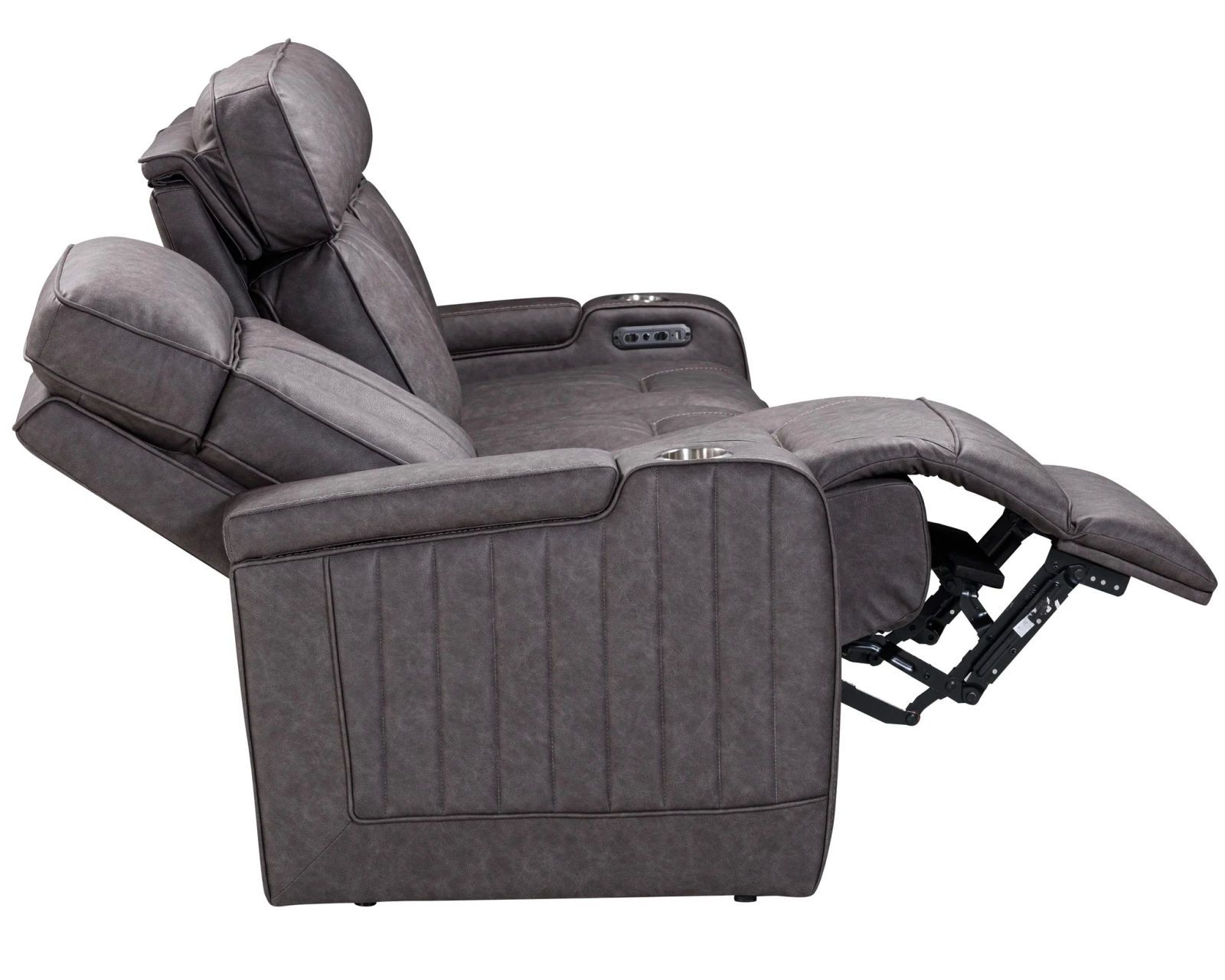Equinox 85" Power Headrest Power Reclining Sofa w/ Dropdown Table Mercury (In stock - Fast shipping) - Equinox Power Headrest Power Reclining Sofa w/ Center Drop Down Table