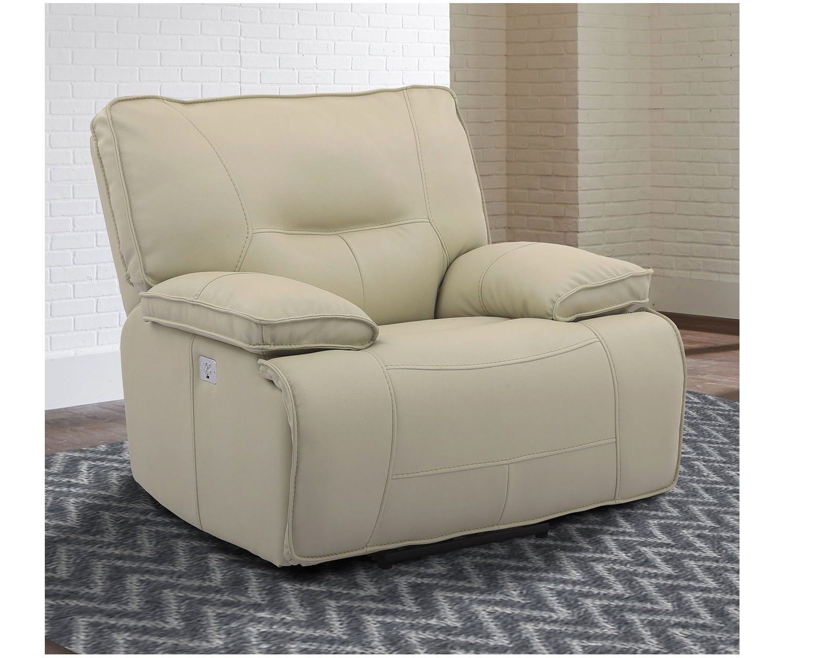 Spartacus 87" Power Headrest Power Reclining Sofa Oyster (In stock - Fast shipping) - Spartacus Oyster Power Headrest Power Recliner