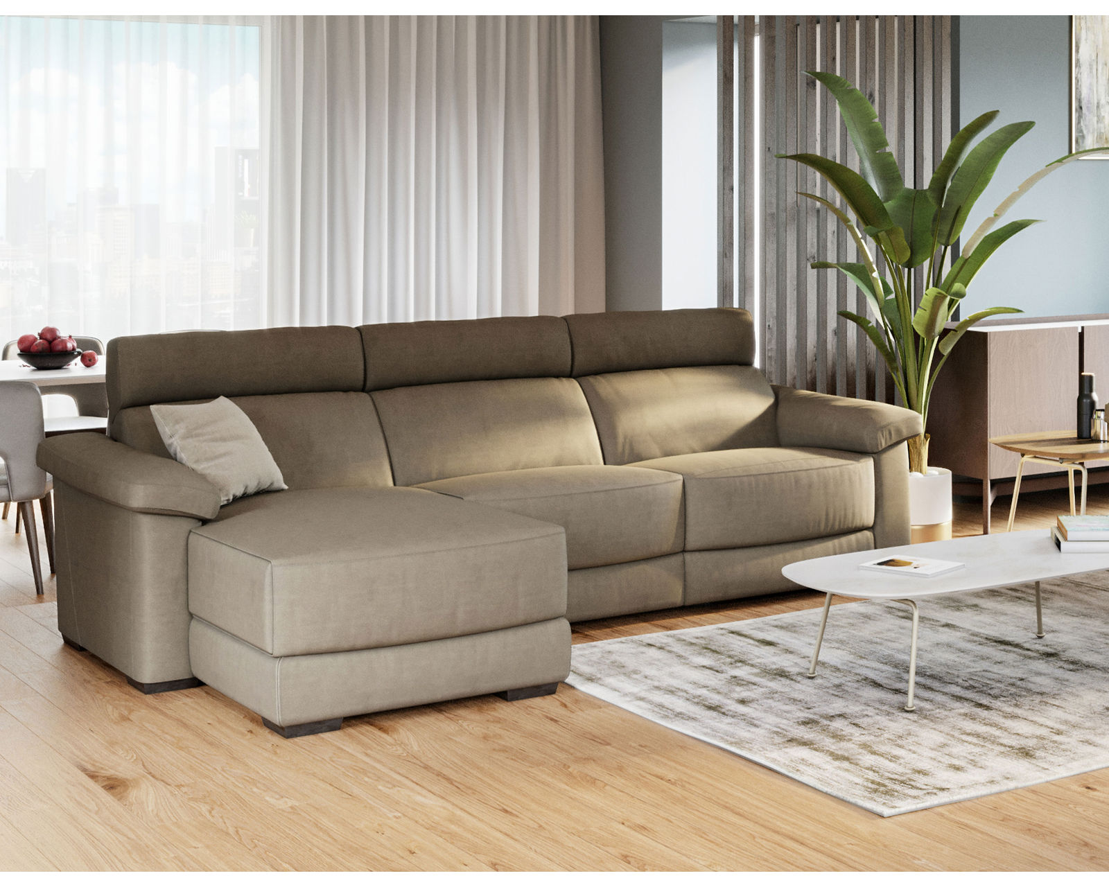 Estremo C216 Stationary Sectional (+40 fabrics) - Layout B: Three Piece Sectional 68" x 108"