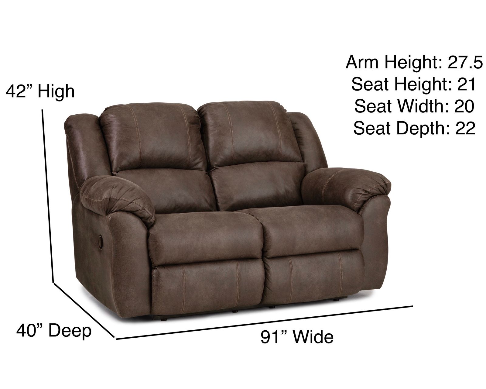 Ranger 91" Double Reclining Sofa (In stock) - Ranger Reclining Loveseat