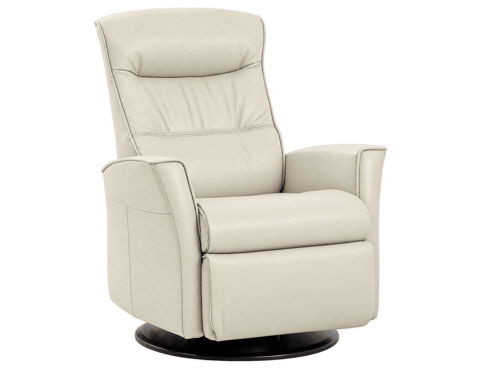 Crown Swivel Glider Relaxer Recliner (Scandinavian Comfort. Engineered Around You. In Stock - Cinder) - Shown in Top Grain Leather Color Trend Arctic Grey