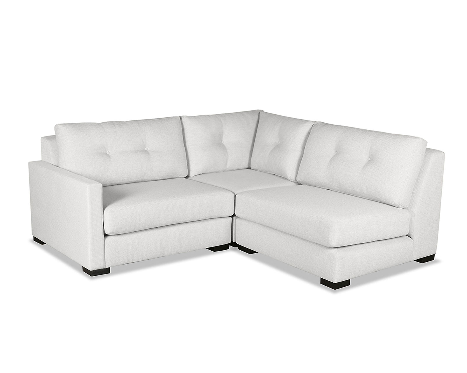 Chester Buttoned 3 Pieces Modular Sectional w/ Right Open End (3 Colors Available) - Chester Buttoned 3 Pieces Modular Sectional w/ Right Open End  in White