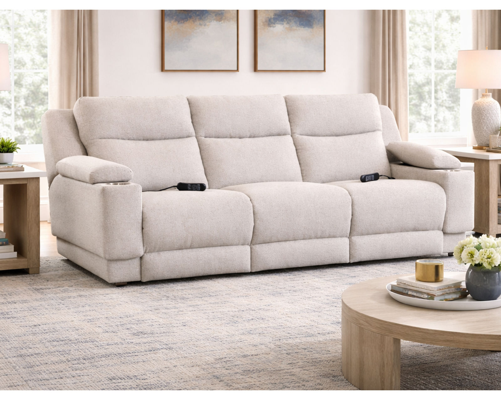 Bellaire 377 Triple Power Zero Gravity Reclining Sofa with Center Drop-Down Table (+100 fabrics and leathers) - 	Bellaire Triple Power Zero Gravity Reclining Sofa with Dropdown Table