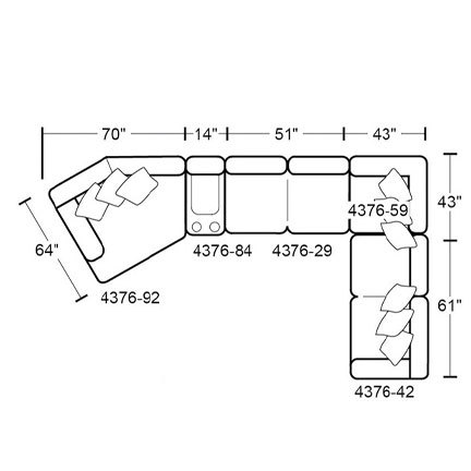 Layout H: Five Piece Sectional 64" x 178" x 104"