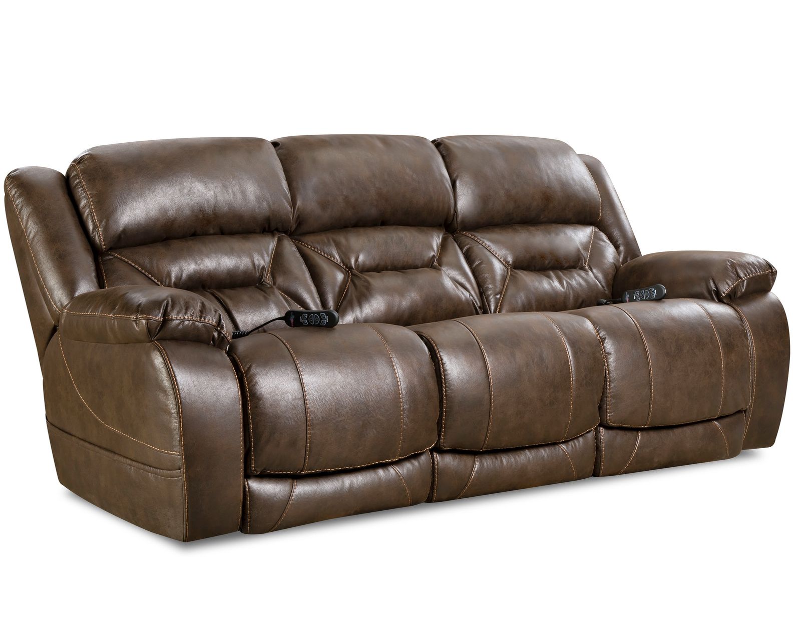 Greer Triple Power Wall-Saver Recliner Walnut (In stock) - Greers 91" Triple Power Reclining Sofa