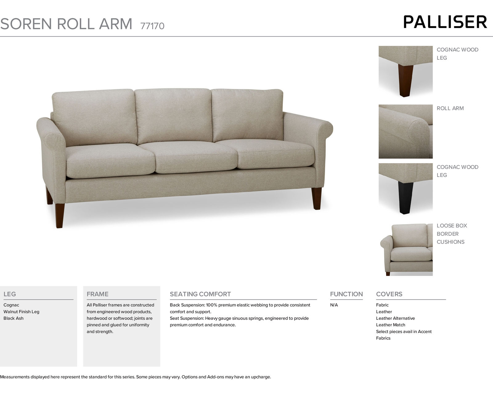 Soren 77170 Rolled Arm Sectional (+100 leathers)
