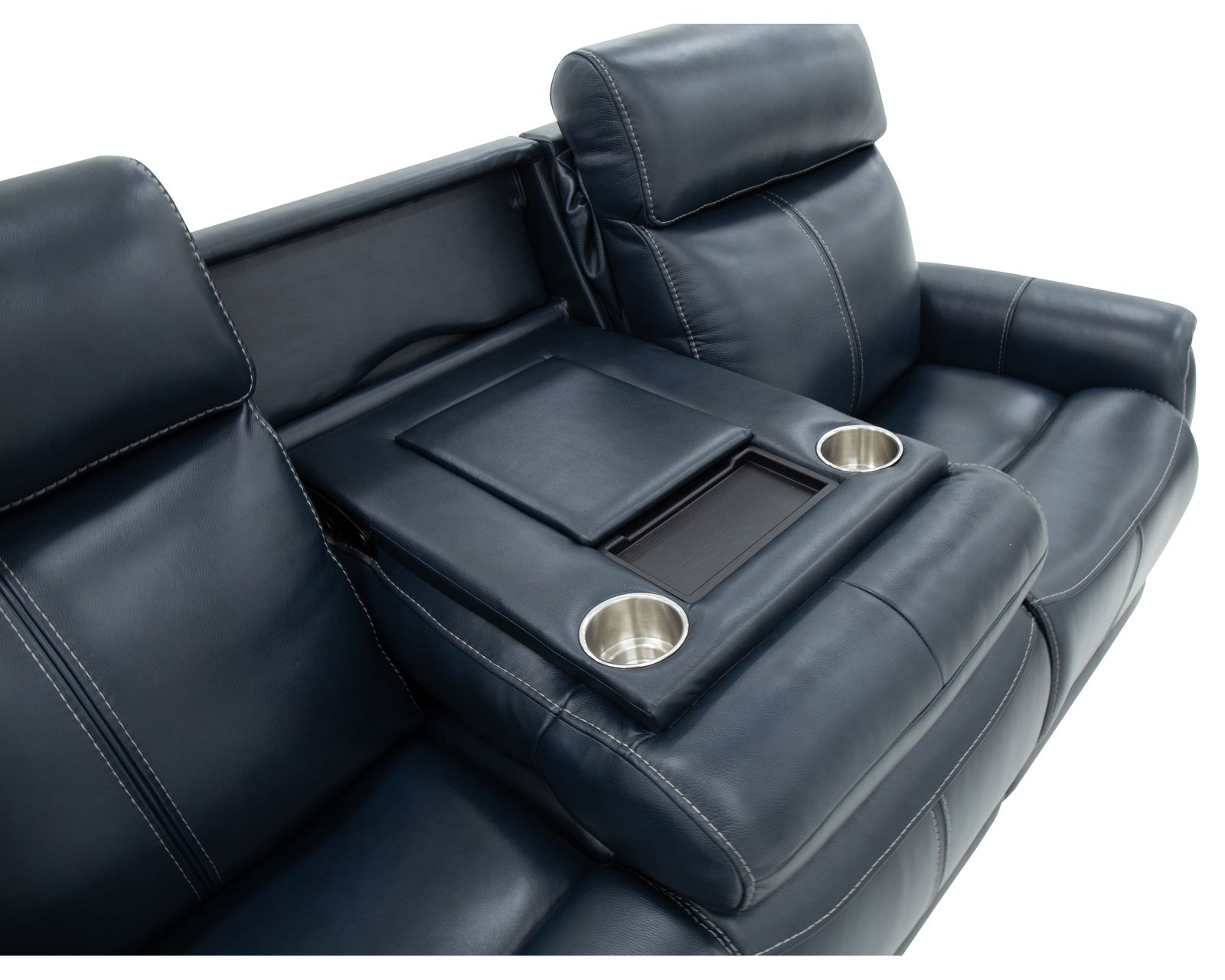 View 1524 Triple Reclining Sofa (050-01) +3 colors - In stock - Reclining Sofa Features a Drop Down Table with Wireless Charging