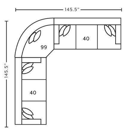 Layout B: Three Piece Sectional 145.5" x 145.5"