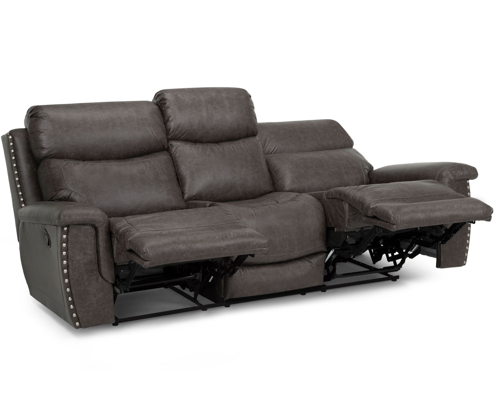 Brixton 647 Reclining Sofa (94") Steel Faux Leather Like Fabric - Brixton 94" Reclining Sofa