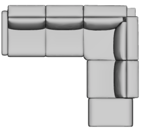 Layout N: Five Piece Wide Sectional 110" x 100" (2 recliners)