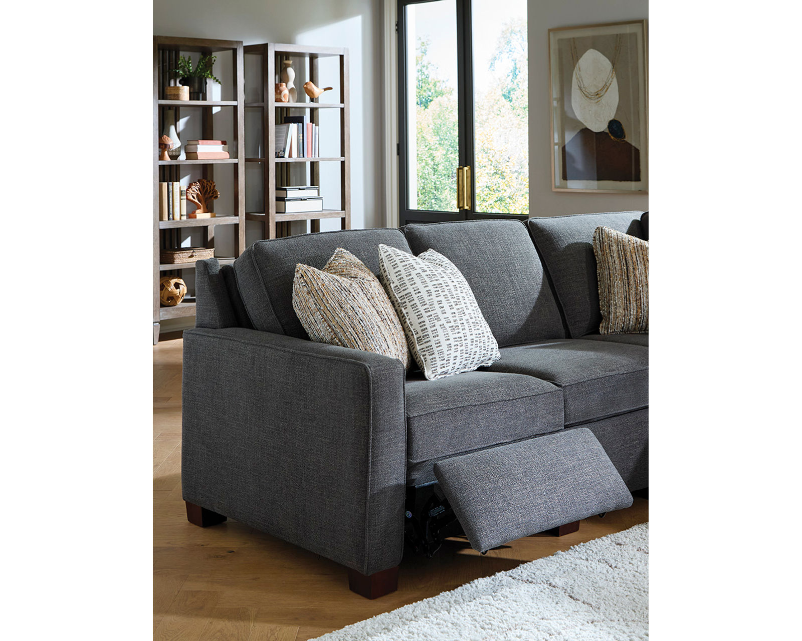Nola Stationary Sectional  (+101 Standard and Performance Fabrics) - Two Power Recliner Are Available in the Left or Right Facing Loveseat