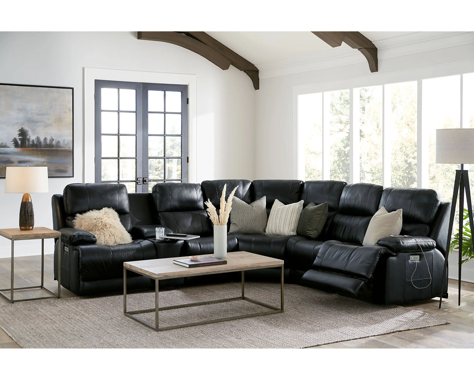 Kenaston 41064 Power Headrest Power Reclining Sectional (+100 leathers) - Layout A: Five Piece Sectional 101" x 101" (2 Recliners)
