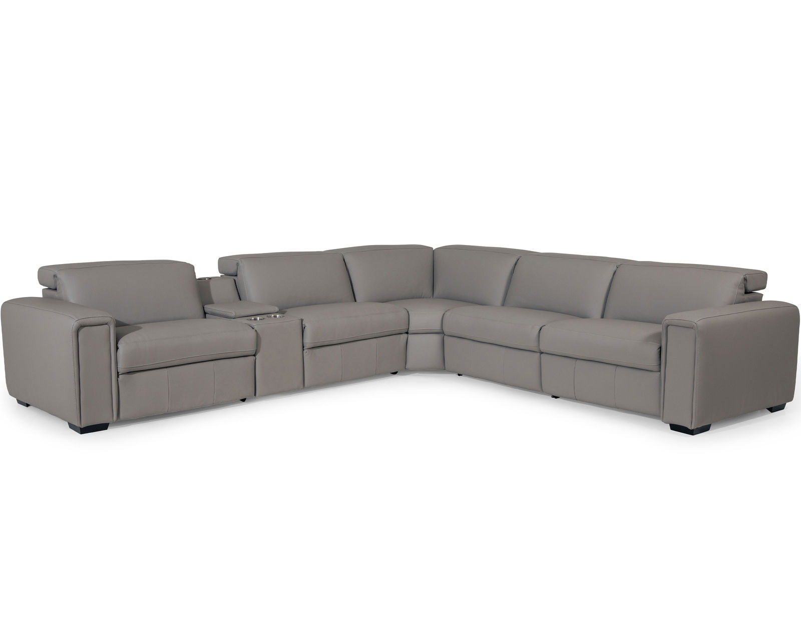 Titan 44004 Power Headrest Power Reclining Sectional (+100 leathers) - Layout K: Six Piece Sectional 137" x 124"
