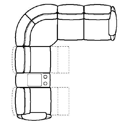 Layout G: Six Piece Sectional 134" x 120" (3 recliners)