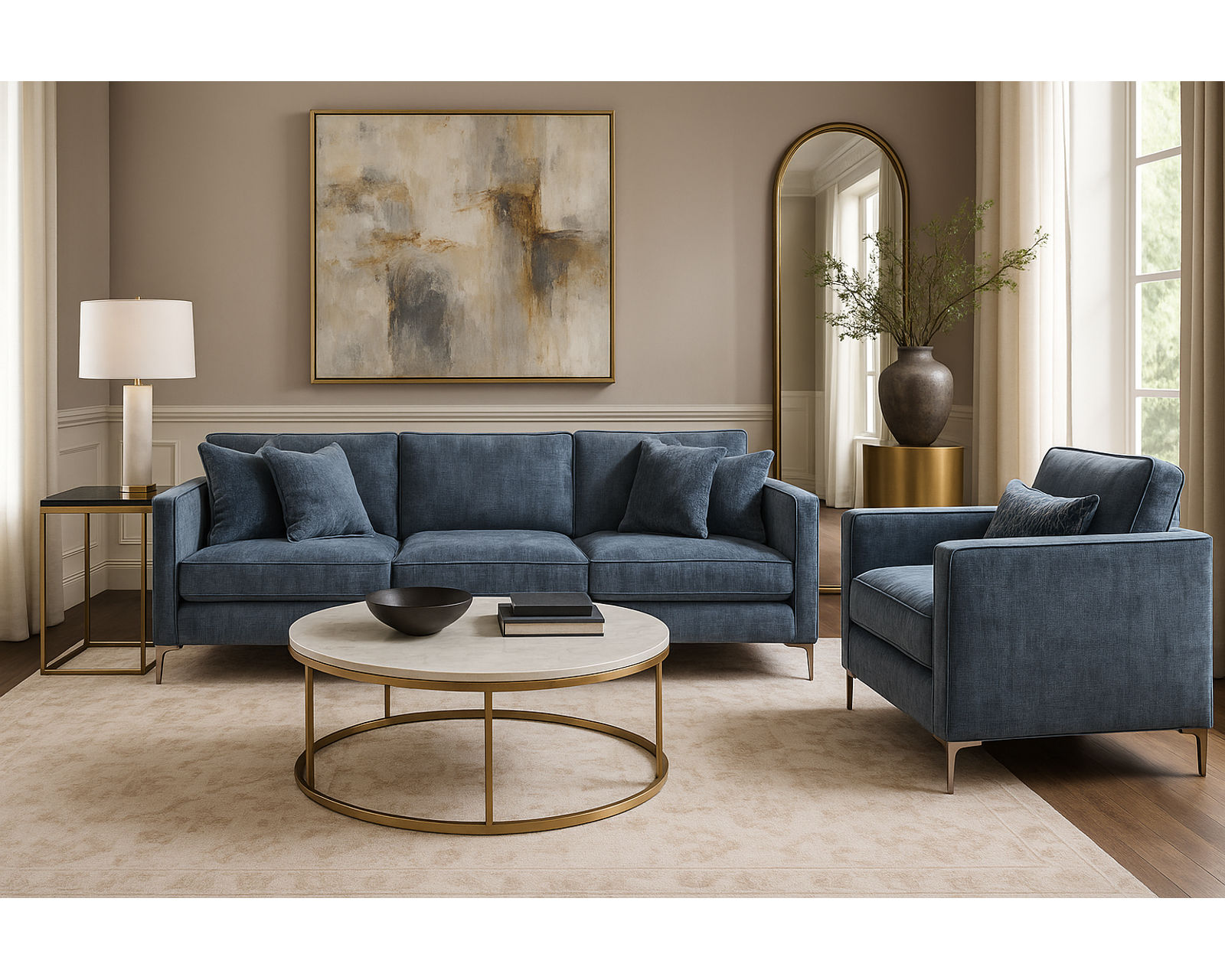 Lenox 90" Metal Leg Sofa (+69 fabrics) - Lenox 90" Sofa and Chair